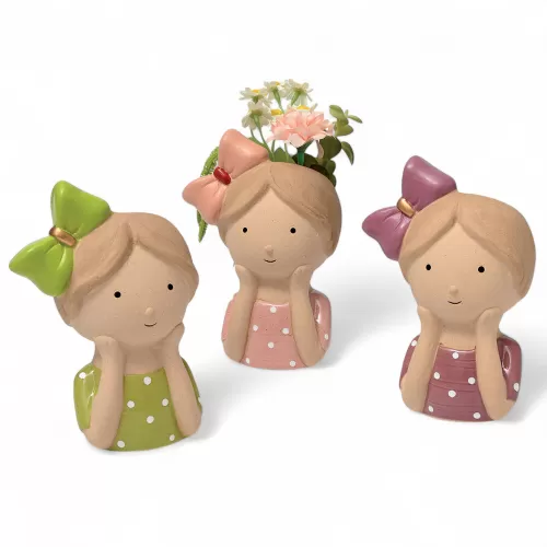 Bomboniera Prima Comunione Porta Piantina Bimba con Fiocco AD - 1