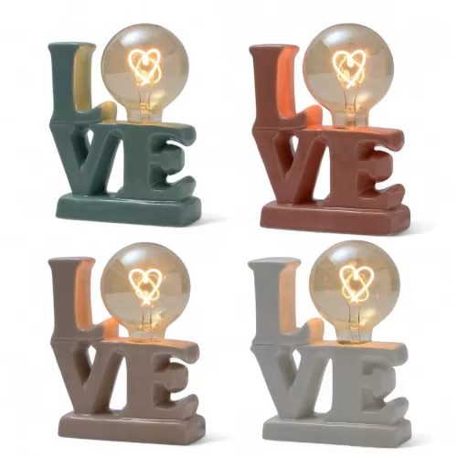 Bomboniere Matrimonio Hervit 2025 Lampada Led con Scritta LOVE in Porcellana in 4 colori con Scatola Inclusa AD - 1