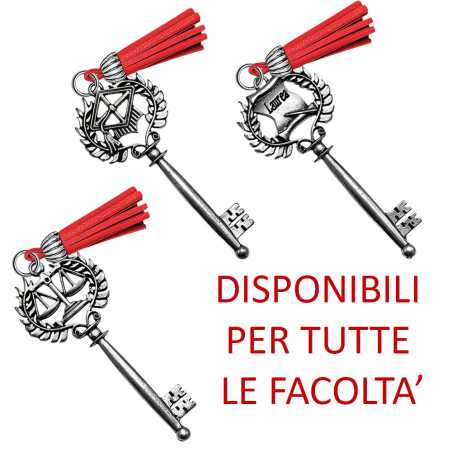 Bomboniera laurea chiave ricoperta in argento con nappina Tabor - 1