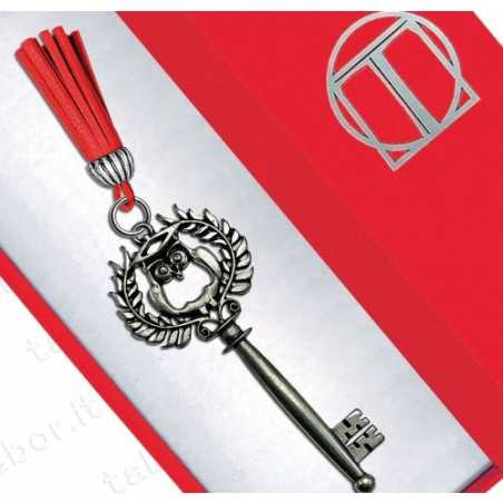 Bomboniera laurea chiave ricoperta in argento con nappina Tabor - 33