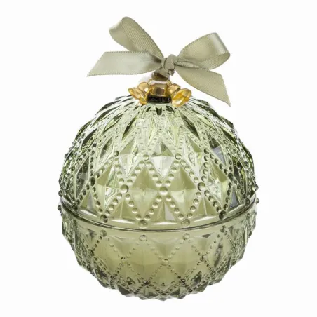 Bomboniera Matrimonio Natalizia Candela in Vetro Verde con Fiocco Le stelle - 1