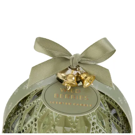 Bomboniera Matrimonio Natalizia Candela in Vetro Verde con Fiocco Le stelle - 4