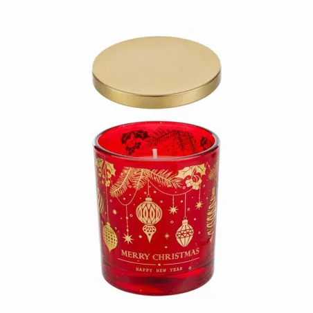 Candela profumata vetro rosso natalizia – Bomboniera matrimonio elegante e utile Le stelle - 1