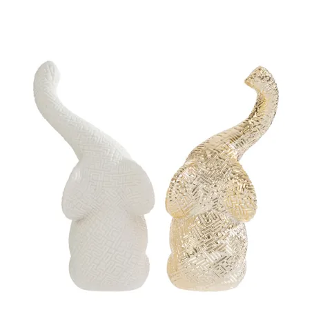 Bomboniera Set 2 Elefantini in Porcellana 3D Bianco e Oro con Astuccio Le stelle - 3