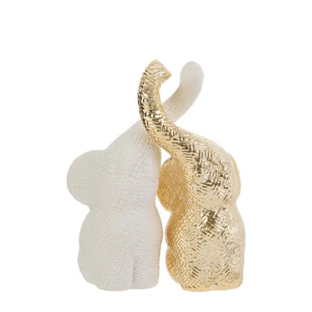 Bomboniera Set 2 Elefantini in Porcellana 3D Bianco e Oro con Astuccio Le stelle - 1