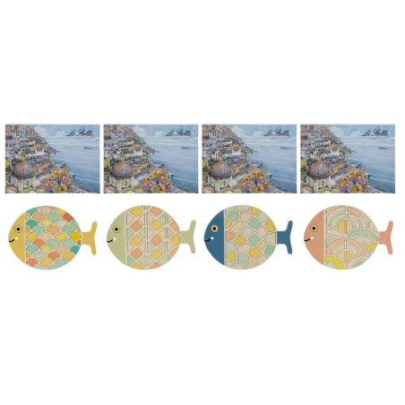 Bomboniera Poggiapentola Pesciolino Ceramica 4 Assortiti con Astuccio – Stile Mediterraneo e Colori della Costiera Le stelle - 1