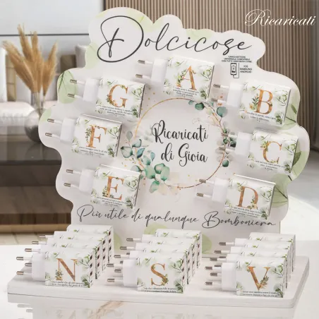 Bomboniera matrimonio utile: caricabatteria con iniziale e frase a scelta Dolcicose - 20