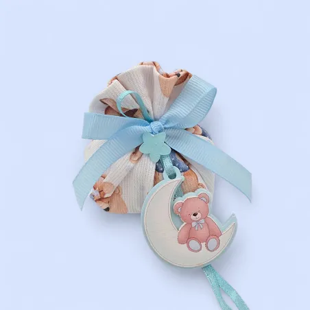 Sacchetti nascita e battesimo bimbo con orsetti e luna celeste Liete Creazioni - 3