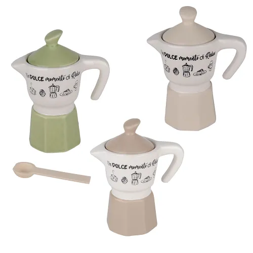 Bomboniera Moka “Modern” in Porcellana con Cucchiaino – 3 Colori Assortiti ETM - 1