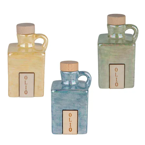 Oliera Cubo “Shine” in Porcellana con Tappo in Legno – 3 Colori Assortiti ETM - 1