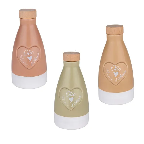 Oliera in Porcellana “Elisir” con Cuore e Tappo in Legno – 3 Colori Assortiti ETM - 1