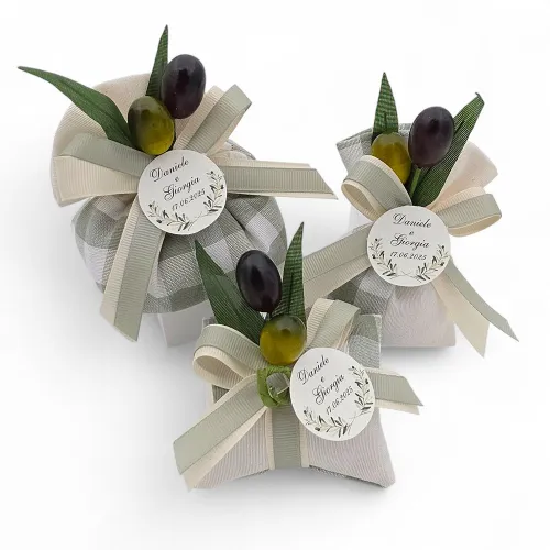 Sacchetti Porta Confetti Bitessuto Salvia con Ulivo – 4 Modelli Liete Creazioni - 5