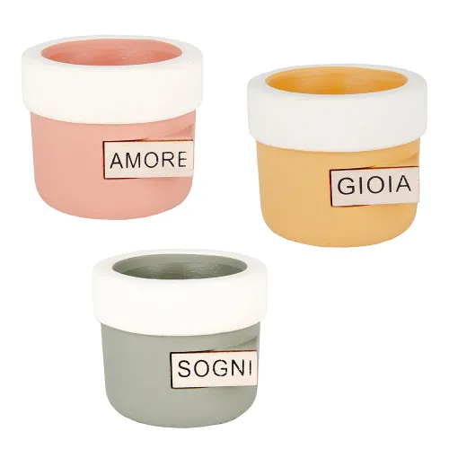 Vaso Portapianta in Porcellana – Linea Vento (3 Colori Assortiti) ETM - 1