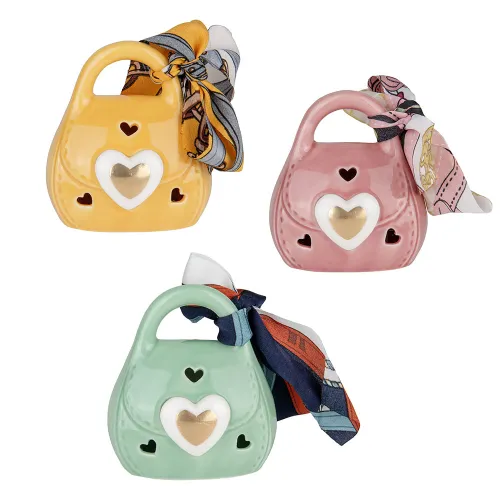 Borsetta LED in porcellana con cuori traforati e foulard ETM - 1