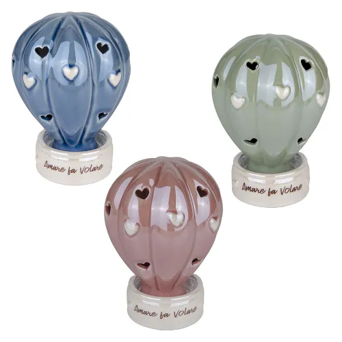 Mongolfiera LED in porcellana con cuori traforati – 3 colori ETM - 1