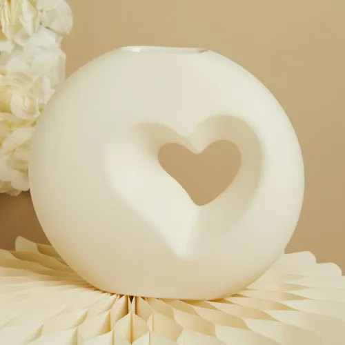 Bomboniera Matrimonio Claraluna 2026 – Vaso tondo in porcellana con cuore Claraluna - 1