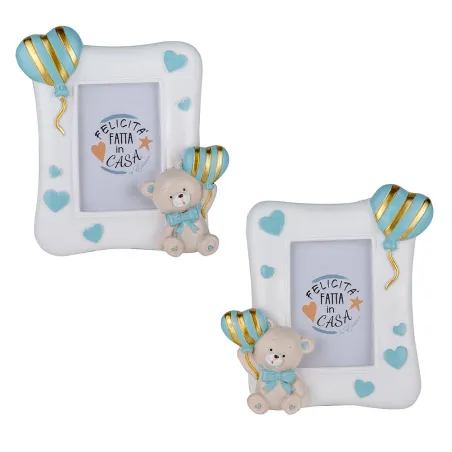 Portafoto Orsetto Celeste con Cuori Oro – Linea Pupo (2 modelli) ETM - 1