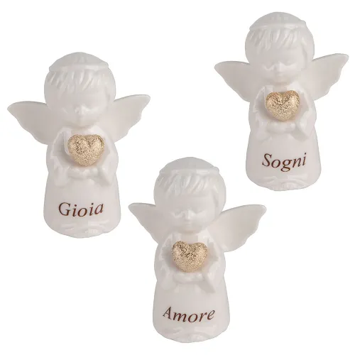 Angioletto Porcellana Cuore Oro con Frase – Linea Celeste ETM - 1