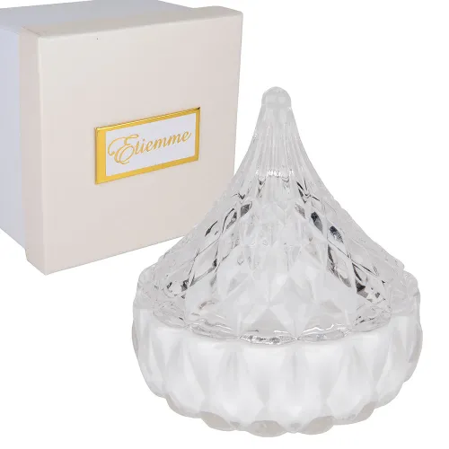 Scatola in Vetro “Ginevra” con Coperchio Piramidale – Bomboniera Matrimonio ETM - 1