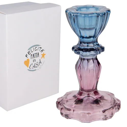 Portacandela in Vetro Bicolore “Colorfull” – Un Fuoco con Scatola ETM - 1