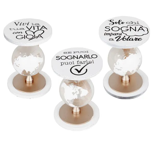 Bomboniera Mappamondo Legno/Vetro con frase – Linea Volando (3 modelli) ETM - 1