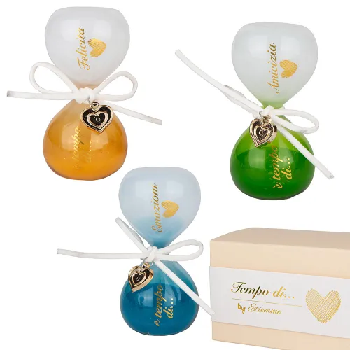 Clessidra “Tempo di…” in vetro colorato con charm cuore – Linea Tempo (3 colori) ETM - 1
