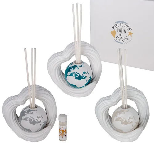 Diffusore “World” cuore in resina con sfera mappamondo in vetro – 3 colori ETM - 1
