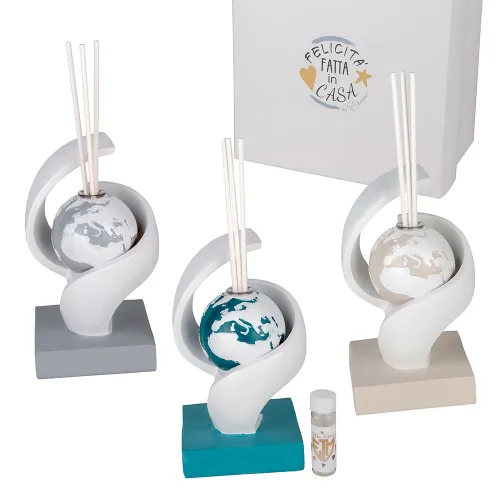 Diffusore “World” a spirale con sfera mappamondo in vetro – 3 colori ETM - 1