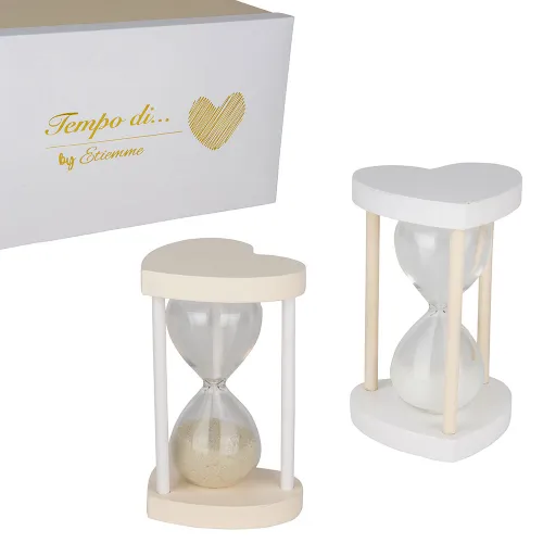 Clessidra “Sequenze” cuore in legno e vetro – 2 colori ETM - 1