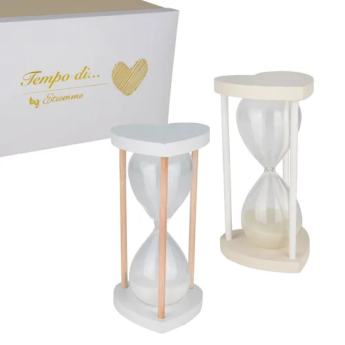 Clessidra Grande “Sequenze” cuore in legno e vetro – 2 colori ETM - 1