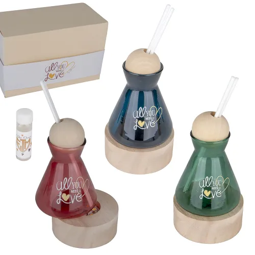 Diffusore LED “Lagun” a Ampolla in Vetro con Base in Legno ETM - 1