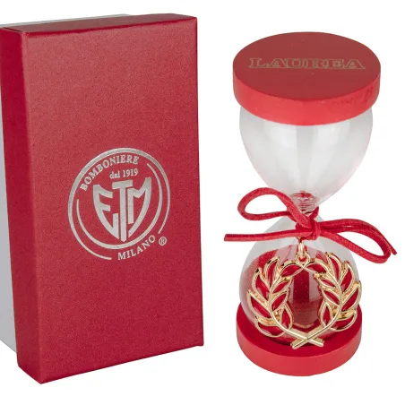 Clessidra Laurea Grande "Gold" in Vetro con Alloro e Base in Legno – Scatola Inclusa ETM - 1