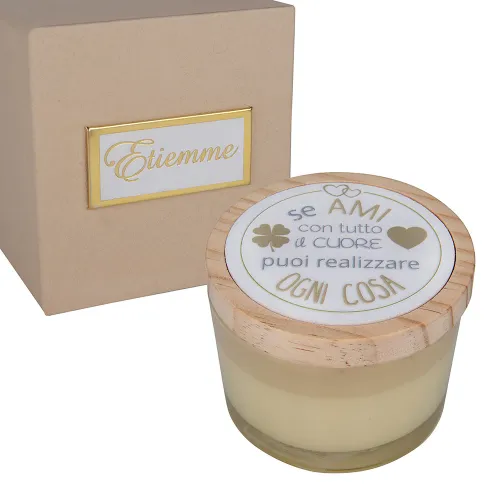 Candela Profumata Matrimonio Sfavilla in Vetro con Tappo in Legno e Frase Motivazionale – Scatola Inclusa ETM - 1