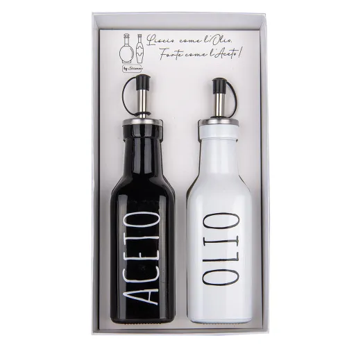 Set Olio e Aceto Linea Chef in Vetro con Tappo Dosatore – Scatola Inclusa ETM - 1