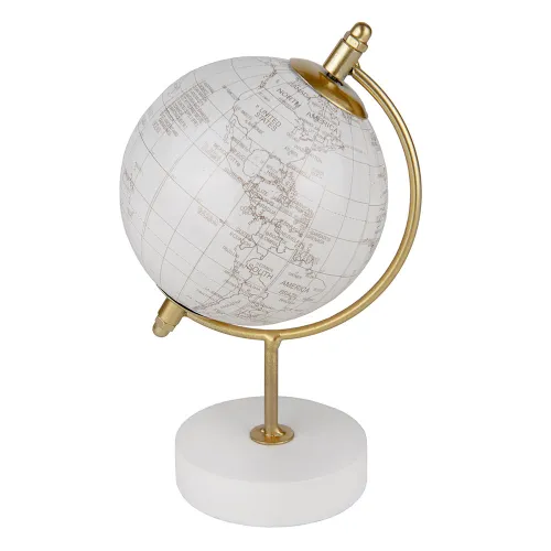 Mappamondo Panna e Oro Linea Voyage con Base in Legno – Bomboniera Matrimonio ETM - 1