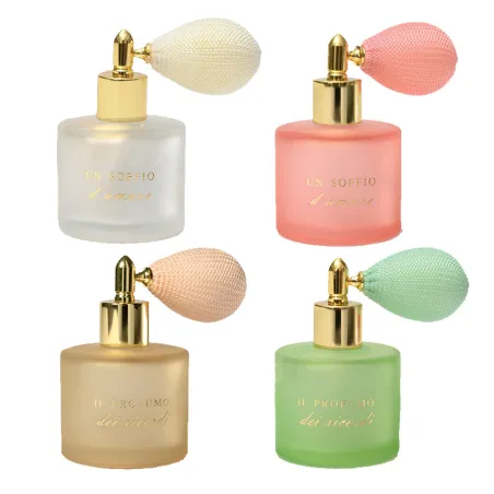 Porta Profumo Spray in Vetro con Frase Dorata – 4 Colori con Scatola AD - 1