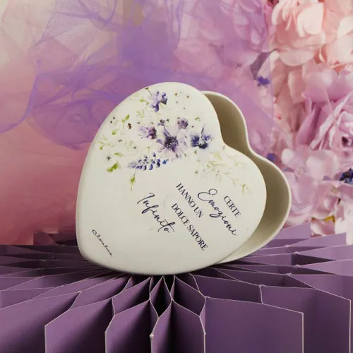 Bomboniera Matrimonio Claraluna 2026 – Scatola cuore floreale lilla Claraluna - 1