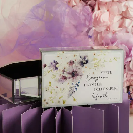 Bomboniera Matrimonio Claraluna 2026 – Scatola portagioie floreale lilla con scatola regalo Claraluna - 1