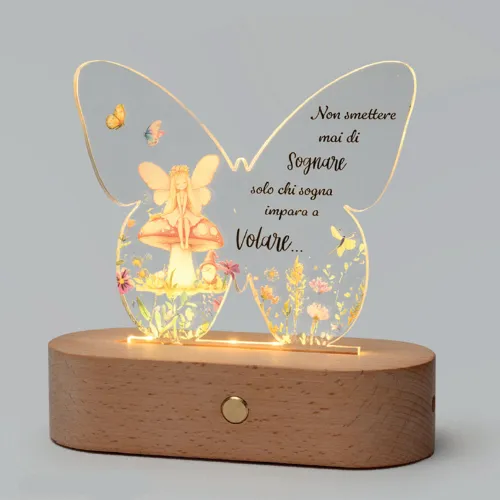 copy of Nuvoletta dei Sogni – Lampada LED Orsetto con base in legno (bomboniera nascita bimbo) AD - 1