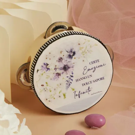 copy of Bomboniera Matrimonio Claraluna 2026 – Tamburello con fiori rosa e frase Claraluna - 1