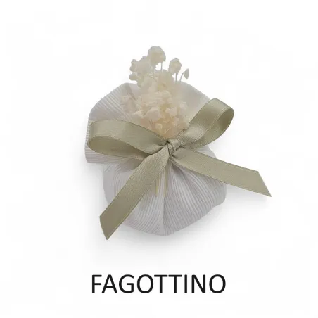 Sacchetti matrimonio ottomano panna con fiocco salvia e gipsofila Liete Creazioni - 6