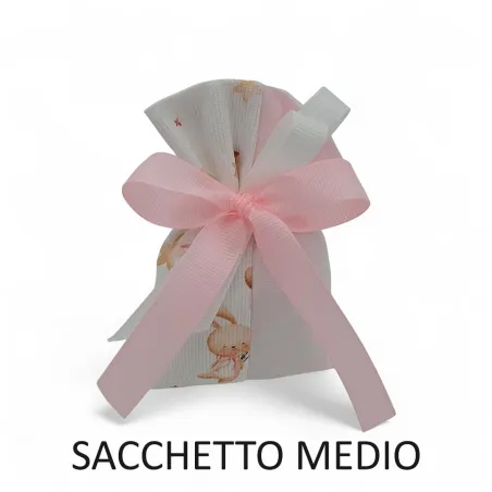 Sacchetti nascita e battesimo con coniglietti e fiocchi rosa Liete Creazioni - 3