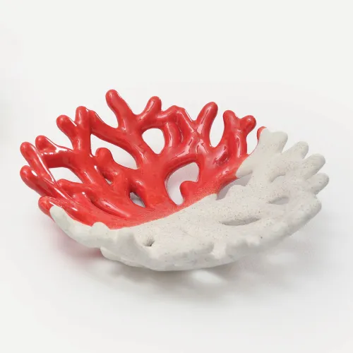Centro Tavola Corallo Piccolo in Porcellana Rosso/Bianco – Bomboniera Tema Mare AD - 1