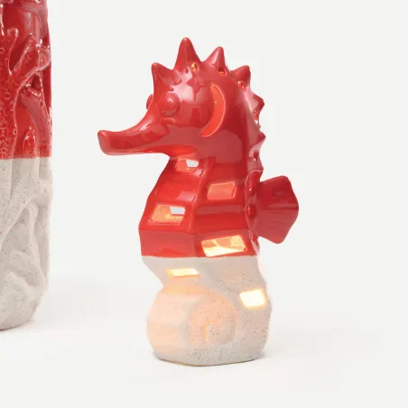 Cavalluccio Marino LED in Porcellana Rosso/Bianco – Grande AD - 1