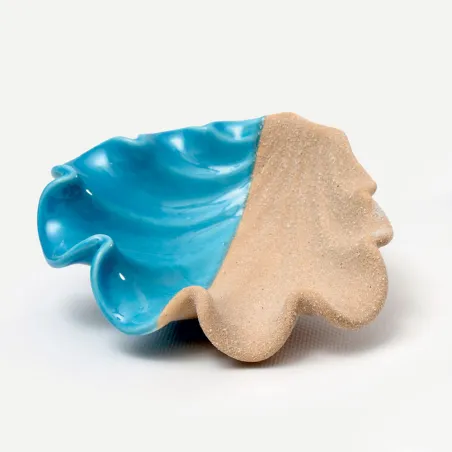 Svuotatasche Conchiglia in Porcellana Azzurro & Sabbia – Bomboniera Tema Mare AD - 1