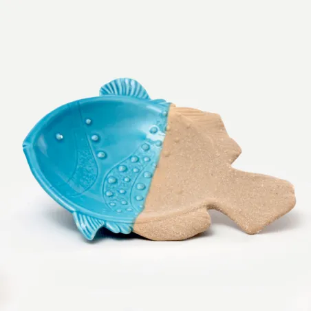 Pesce Svuotatasche in Porcellana Azzurro & Sabbia – Bomboniera Tema Mare AD - 1