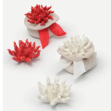 copy of Riccio di Mare Portacandela in Porcellana Rosso/Bianco – Bomboniera Tema Mare AD - 1