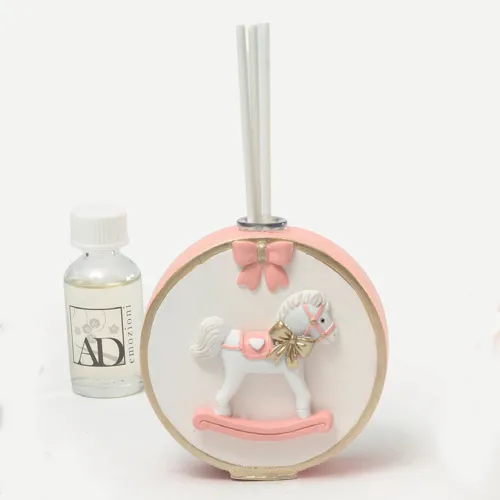 Profumatore Cavalluccio Rosa – Bomboniera Battesimo Bimba AD - 1