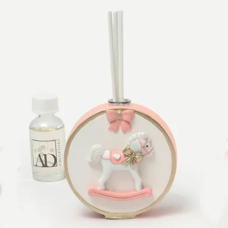 Profumatore Cavalluccio Rosa – Bomboniera Battesimo Bimba AD - 1