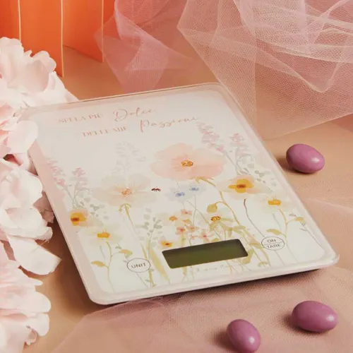 Bomboniera Matrimonio Claraluna 2026 – Bilancia in vetro floreale rosa Claraluna - 1